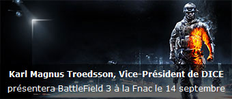 Karl Magnus Troedsson, Vice-President de Dice presentera Battlefield 3 a la Fnac le 14 septembre