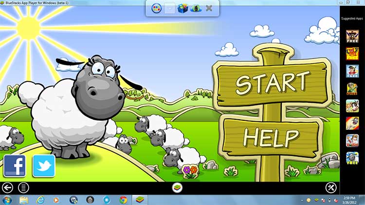 Clouds + Sheep fullscreen on BlueStacks