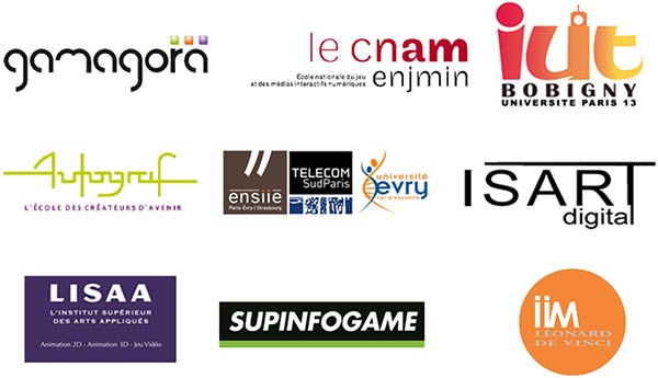 Gamagora - ENJMIN - IUT Bobigny - Autograf - ENSIIE Telecom Sud Paris - Isart Digital - LISAA - Supinfogame - IIM
