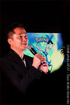 Junichi Masuda lors du lancement de Pokémon X et Pokémon Y à Paris