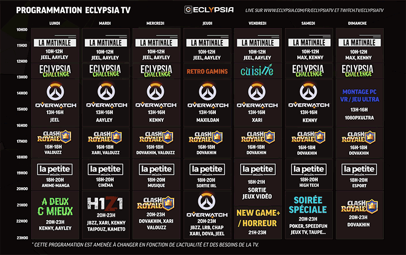 Programmation Eclypsia TV