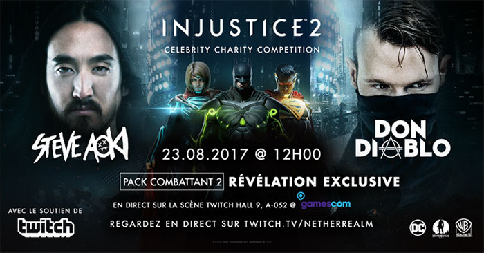 DJs Steve Aoki et Don Diablo s'affronteront durant la Gamescom sur Injustice 2