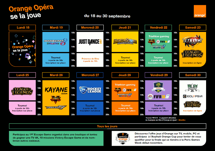 Programme complet jeux vidéo Orange Opéra