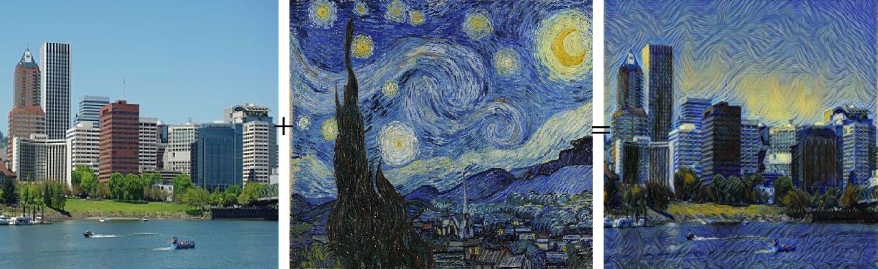Portland, dans le style de la nuit étoilée de Van Gogh