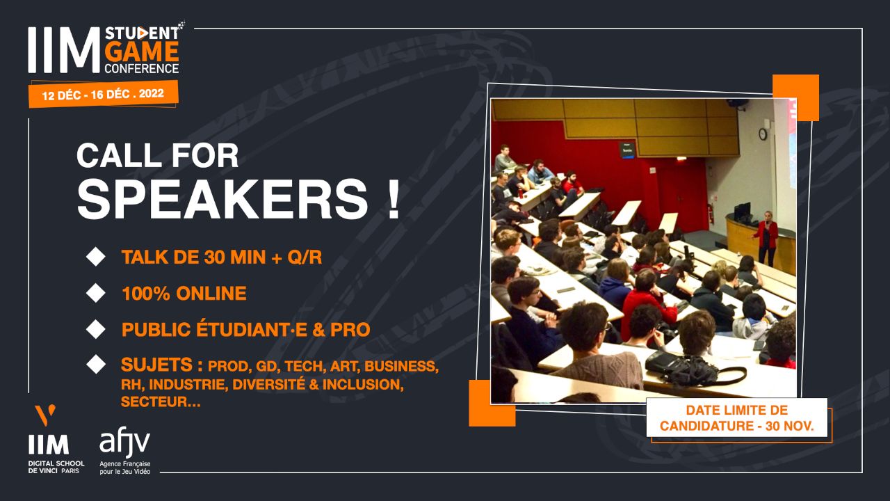 Call for Speakers pour l'IIM Student Game Conference