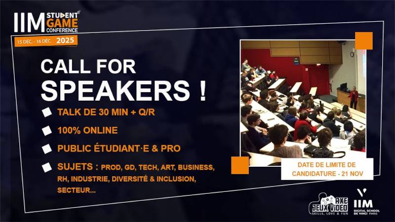 Call for Speakers - Student Game Conf 2025 de l'IIM