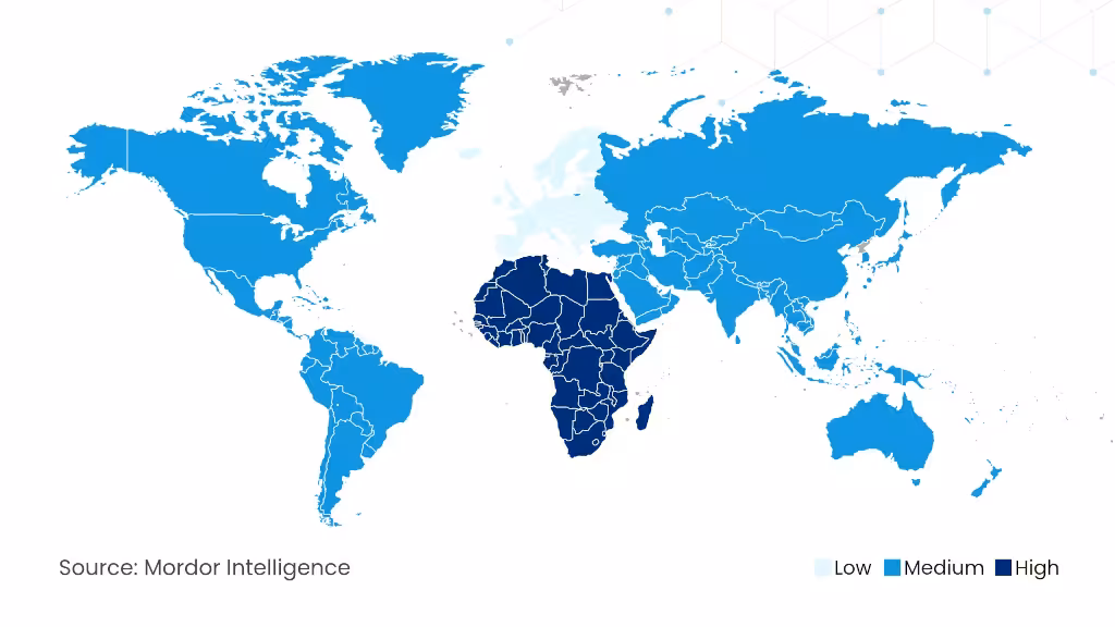 Taux de croissance annuel composé (TCAC) du marché (en %), par région, à l'échelle mondiale, 2025-2030