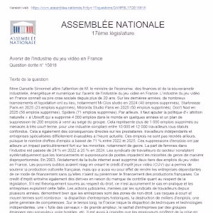 Question écrite de Danielle Simonnet au ministre de l'Industrie